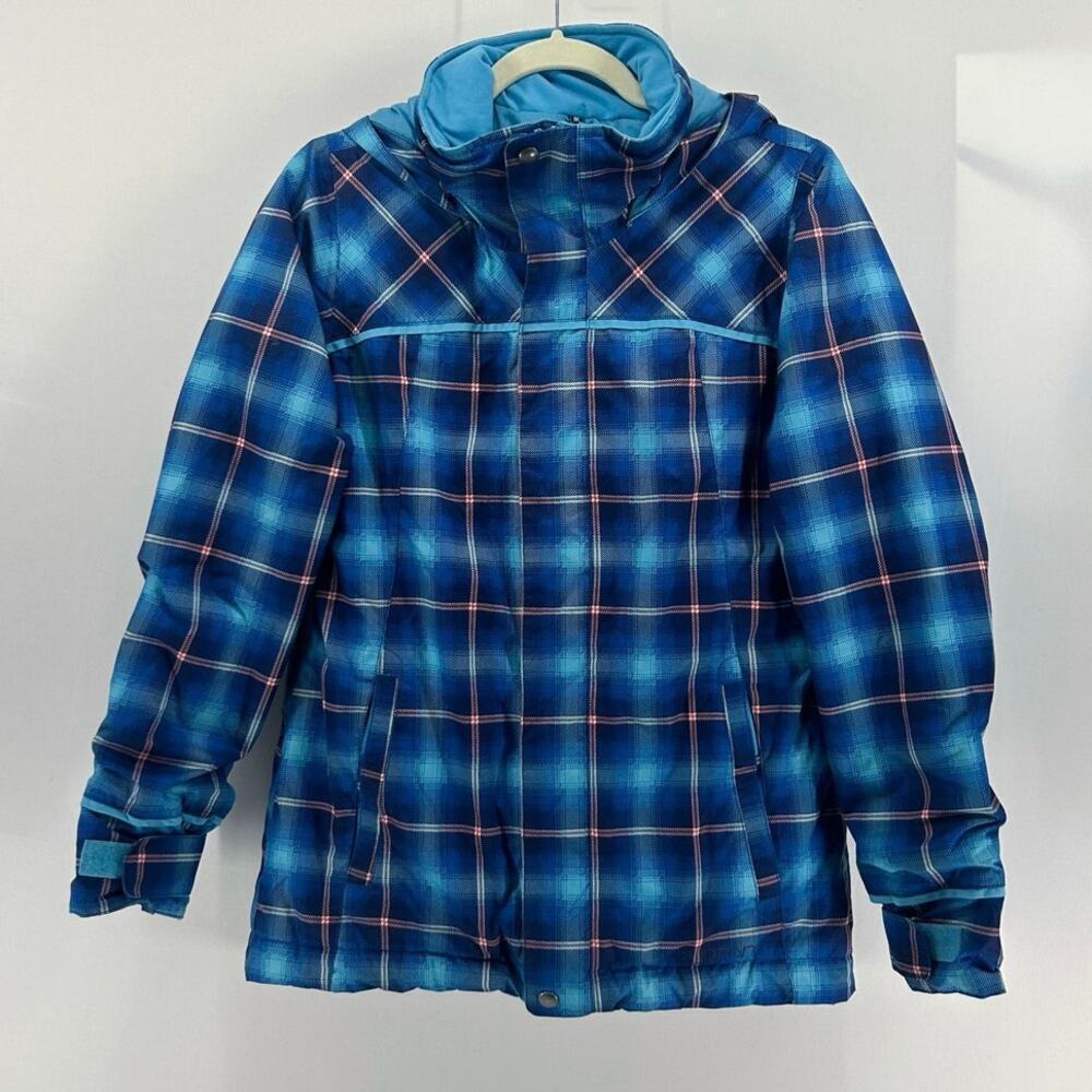 Burton Girl’s Elodie Snowboard Jacket Insulated Waterproof Blue Plaid X-Large